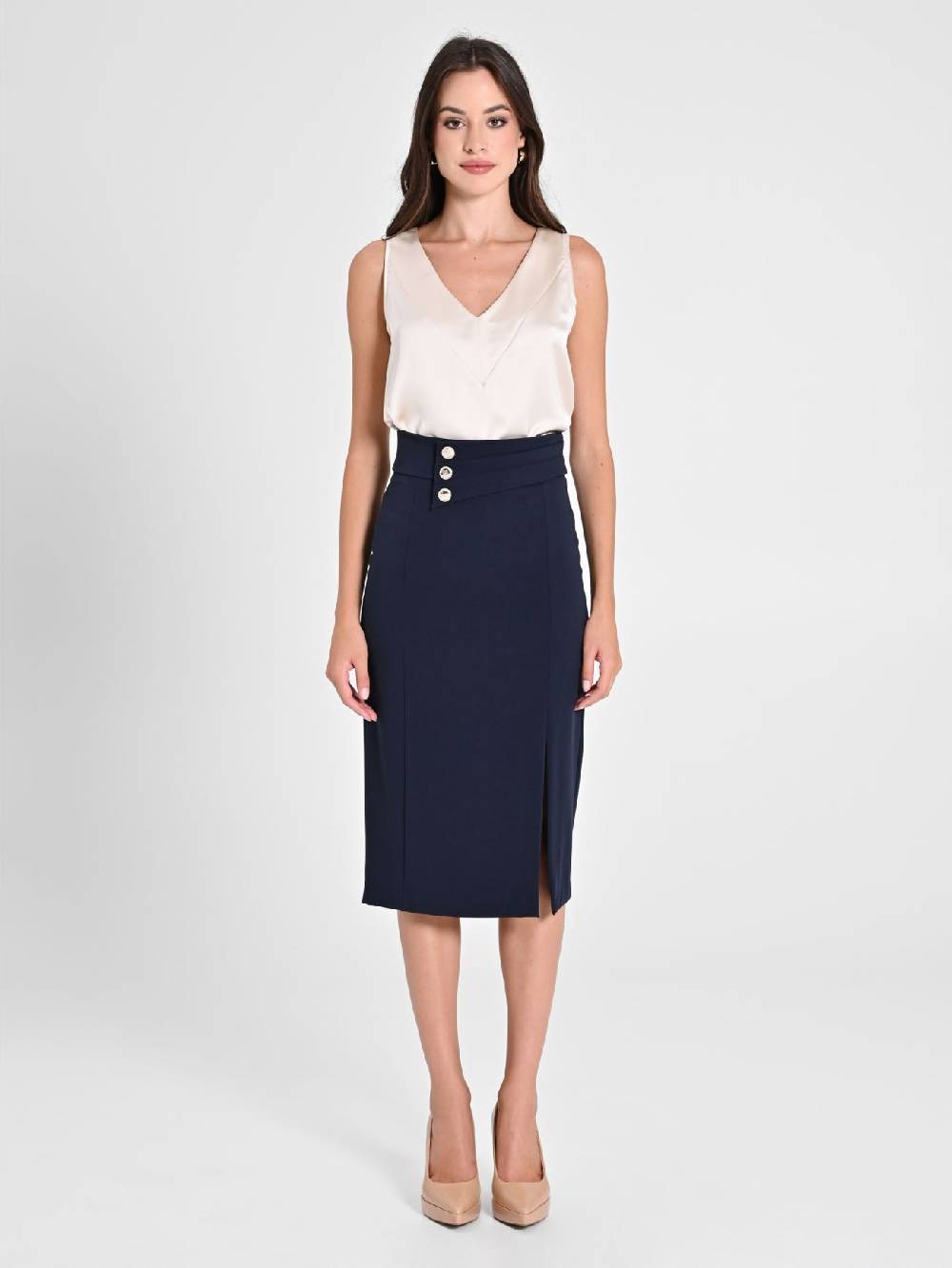 Rinascimento Gonna Tubino Blu Navy