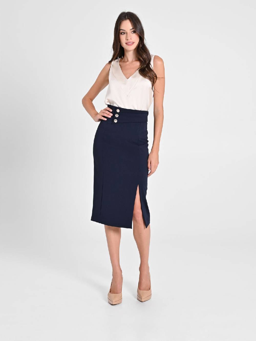 Rinascimento Gonna Tubino Blu Navy