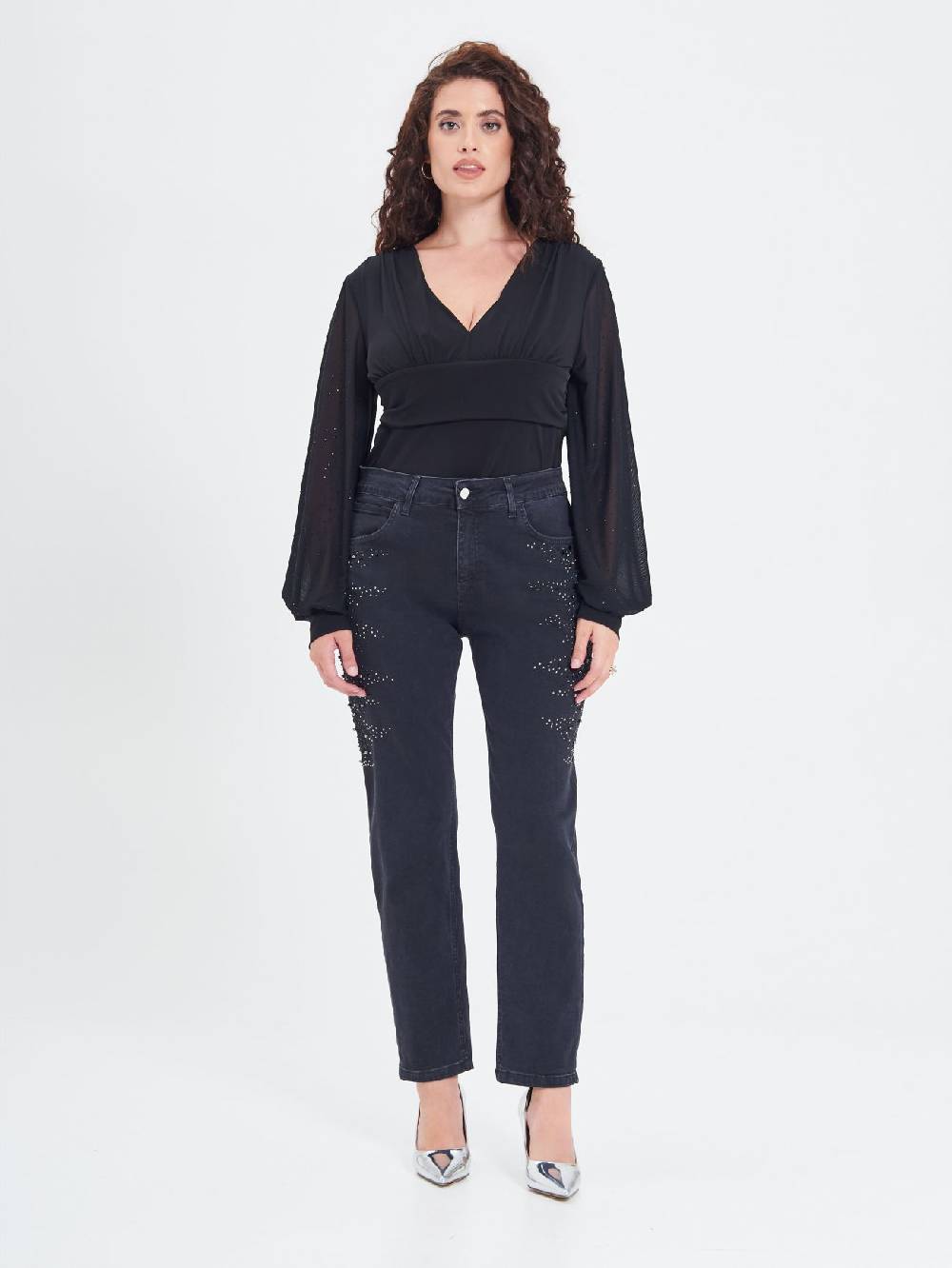 Rinascimento Jeans Curvy Borchie & Strass