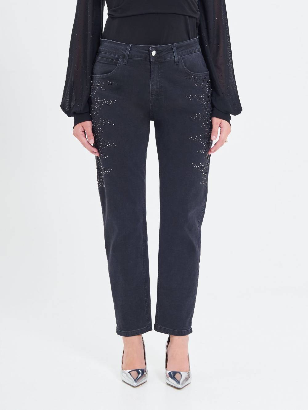 Rinascimento Jeans Curvy Borchie & Strass