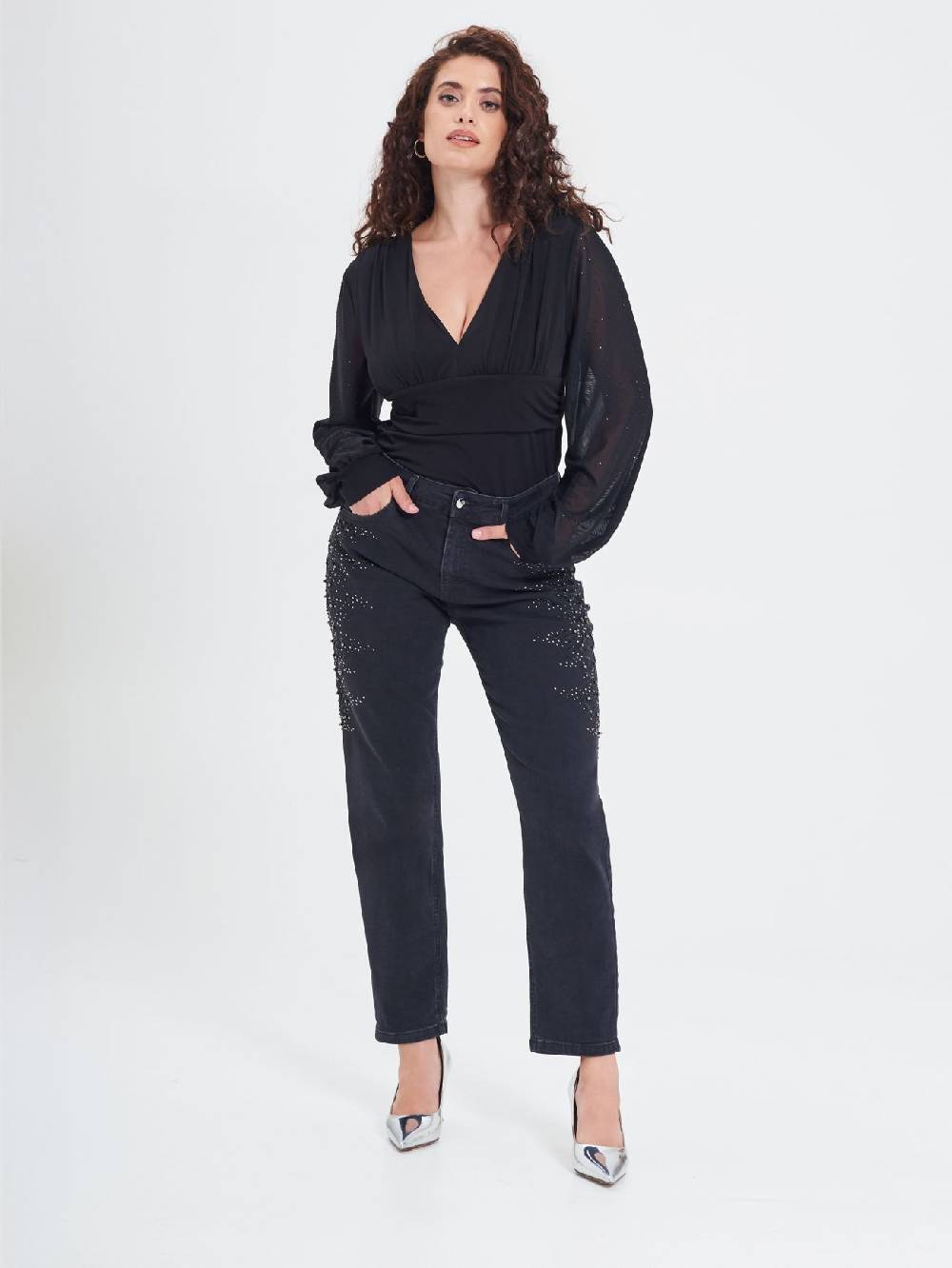 Rinascimento Jeans Curvy Borchie & Strass