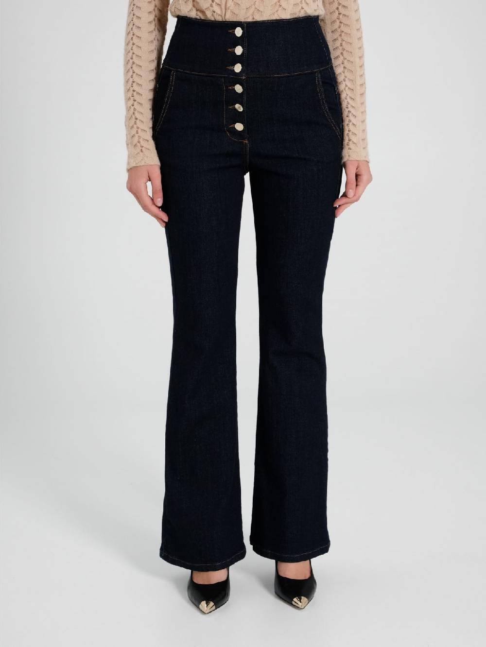 Rinascimento Jeans Flared A Vita Alta