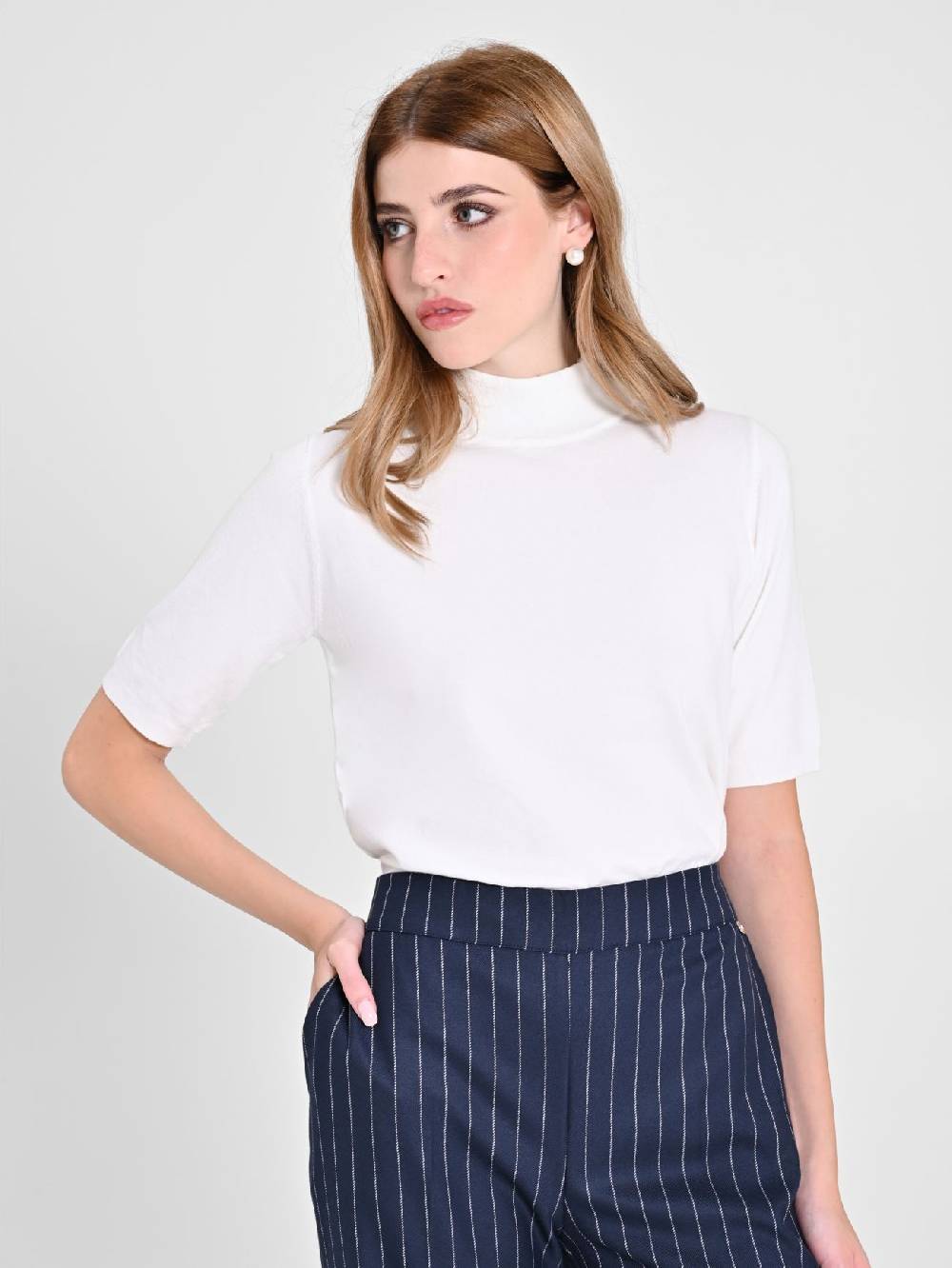 Rinascimento Lupetto Mezza Manica Bianco