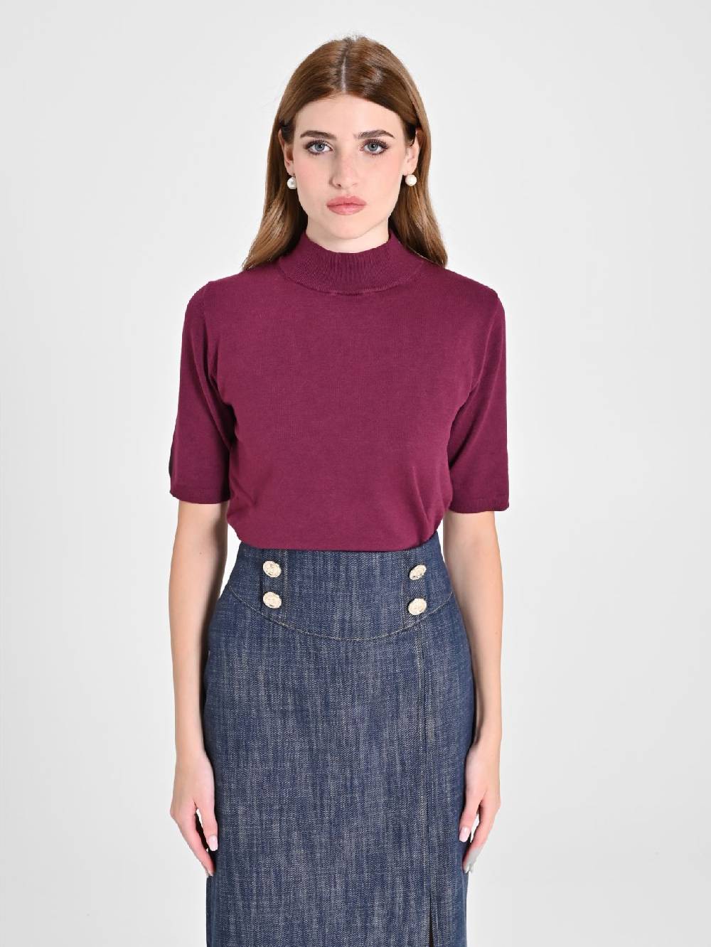 Rinascimento Lupetto Mezza Manica Bordeaux