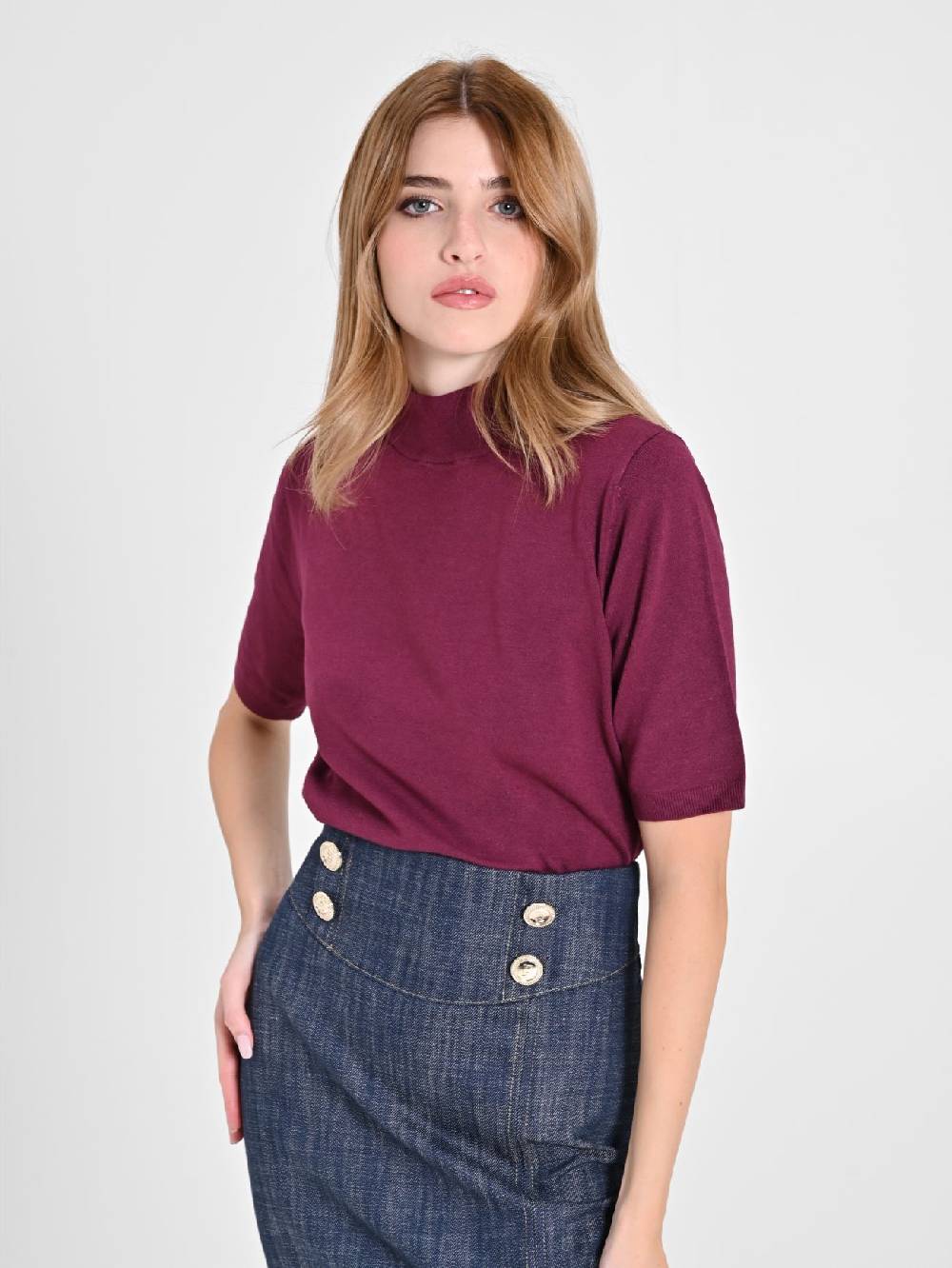 Rinascimento Lupetto Mezza Manica Bordeaux