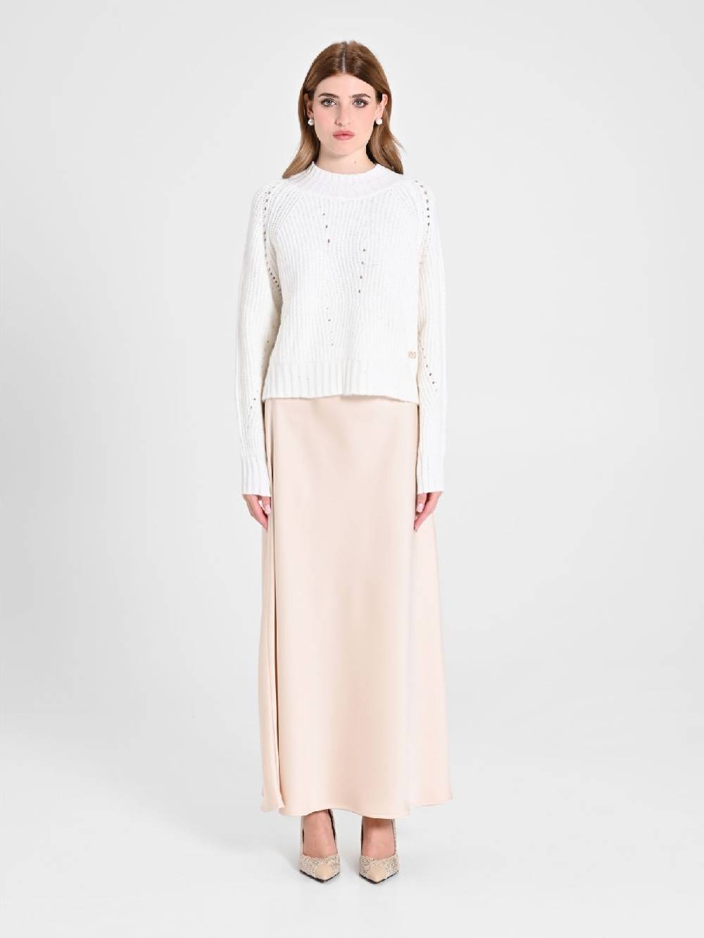 Rinascimento Maglia Bianca Treccia Paillettes