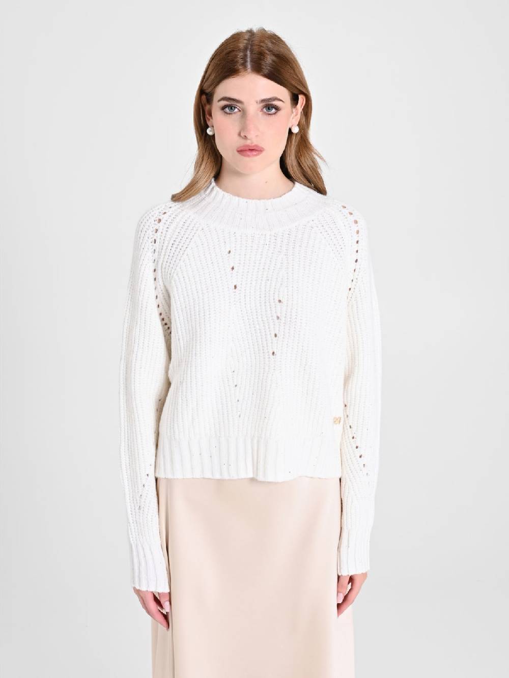 Rinascimento Maglia Bianca Treccia Paillettes