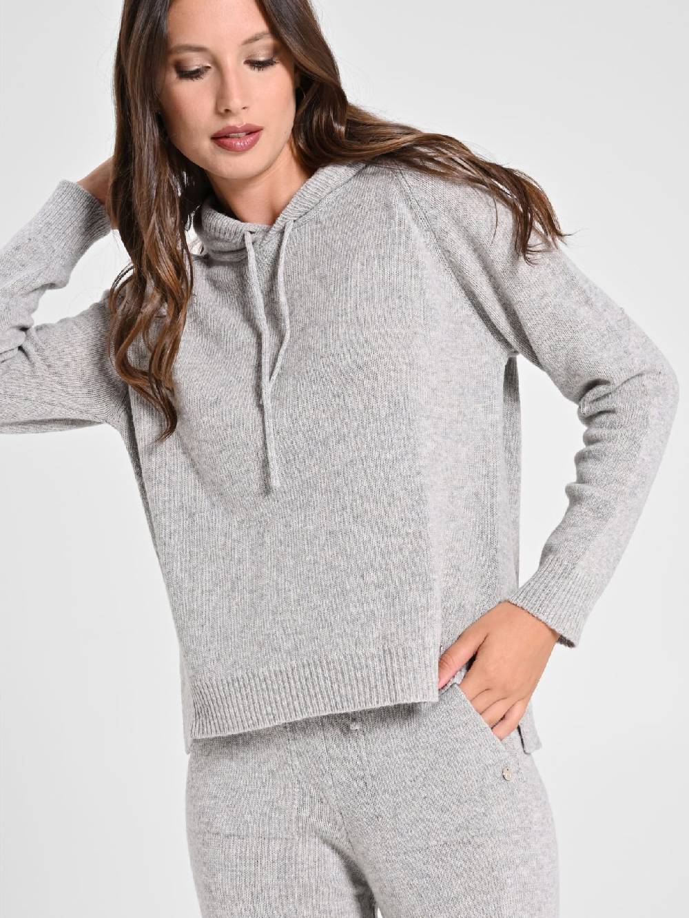 Rinascimento Maglia con Cappuccio Misto Cachemire