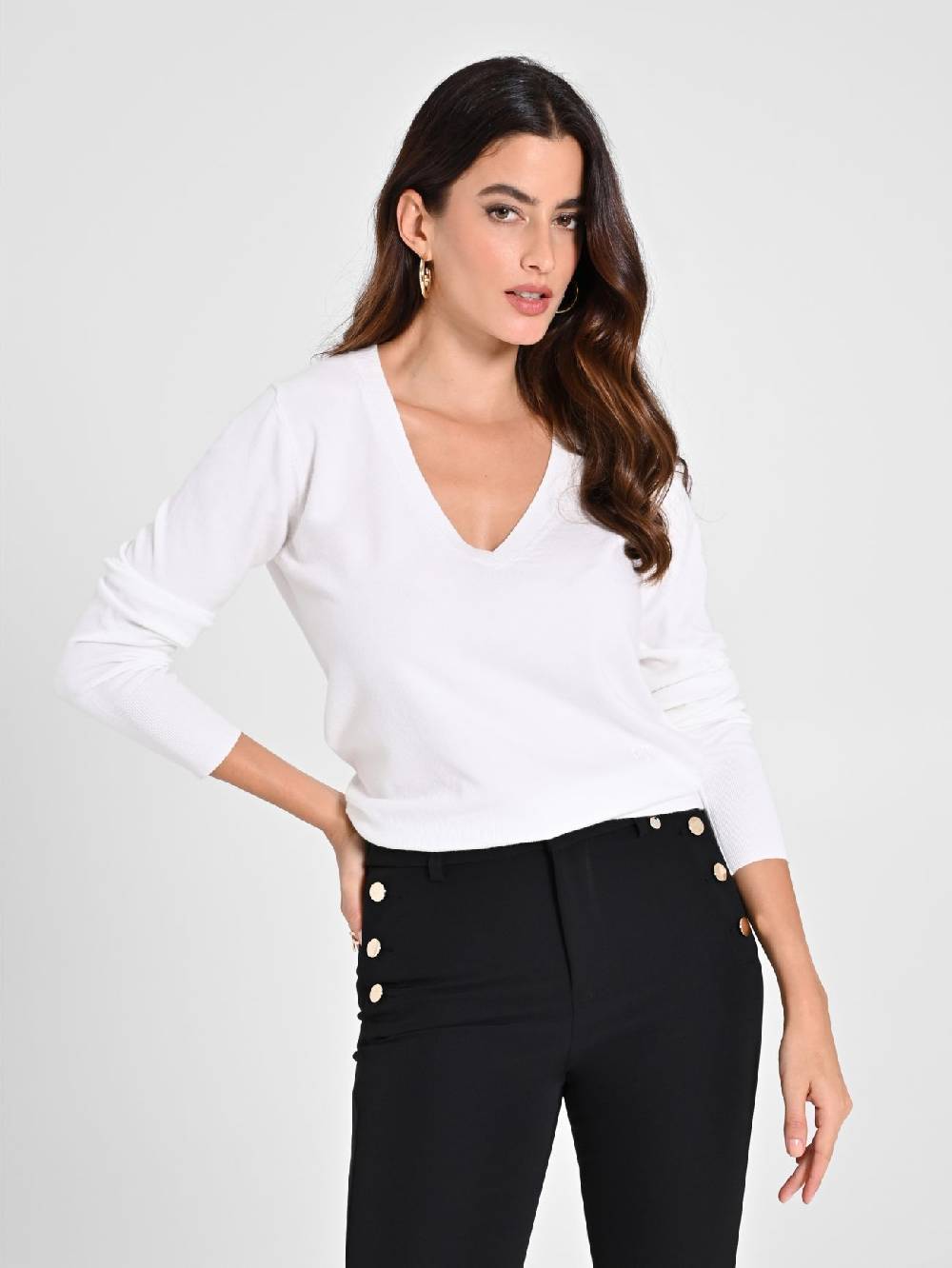 Rinascimento Maglia con Scollo a "V" Bianca Ecotec®