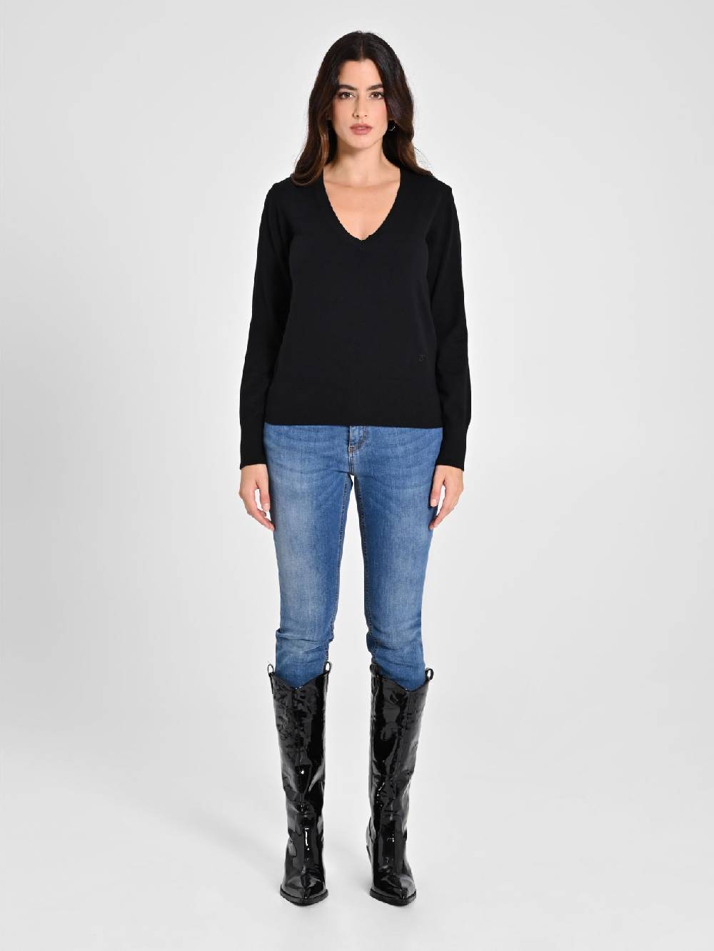 Rinascimento Maglia Con Scollo A "V" Nera Ecotec®