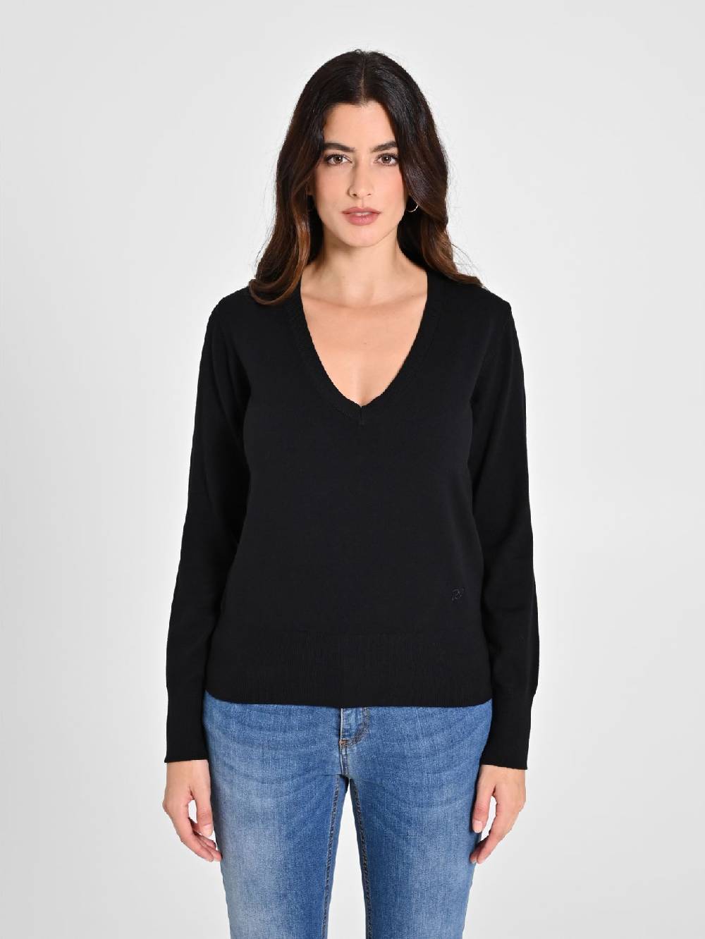 Rinascimento Maglia Con Scollo A "V" Nera Ecotec®