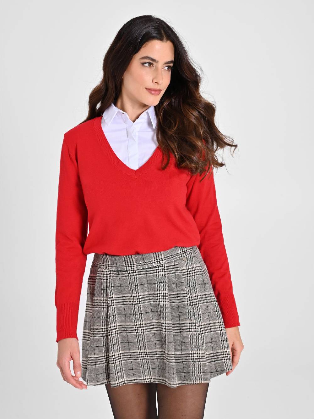 Rinascimento Maglia con Scollo a "V" Rossa Ecotec®