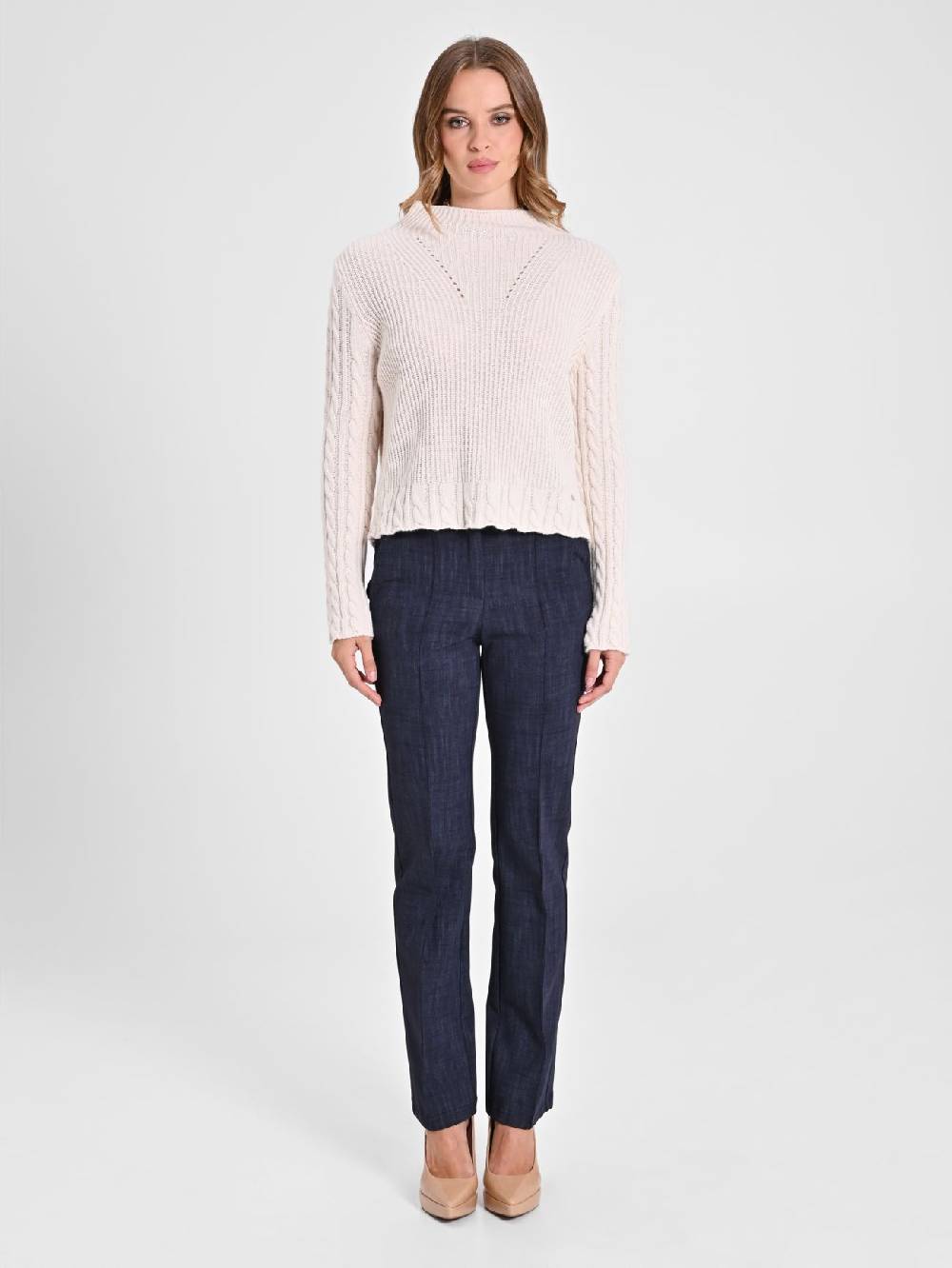 Rinascimento Maglia In Lana Bianca A Treccia