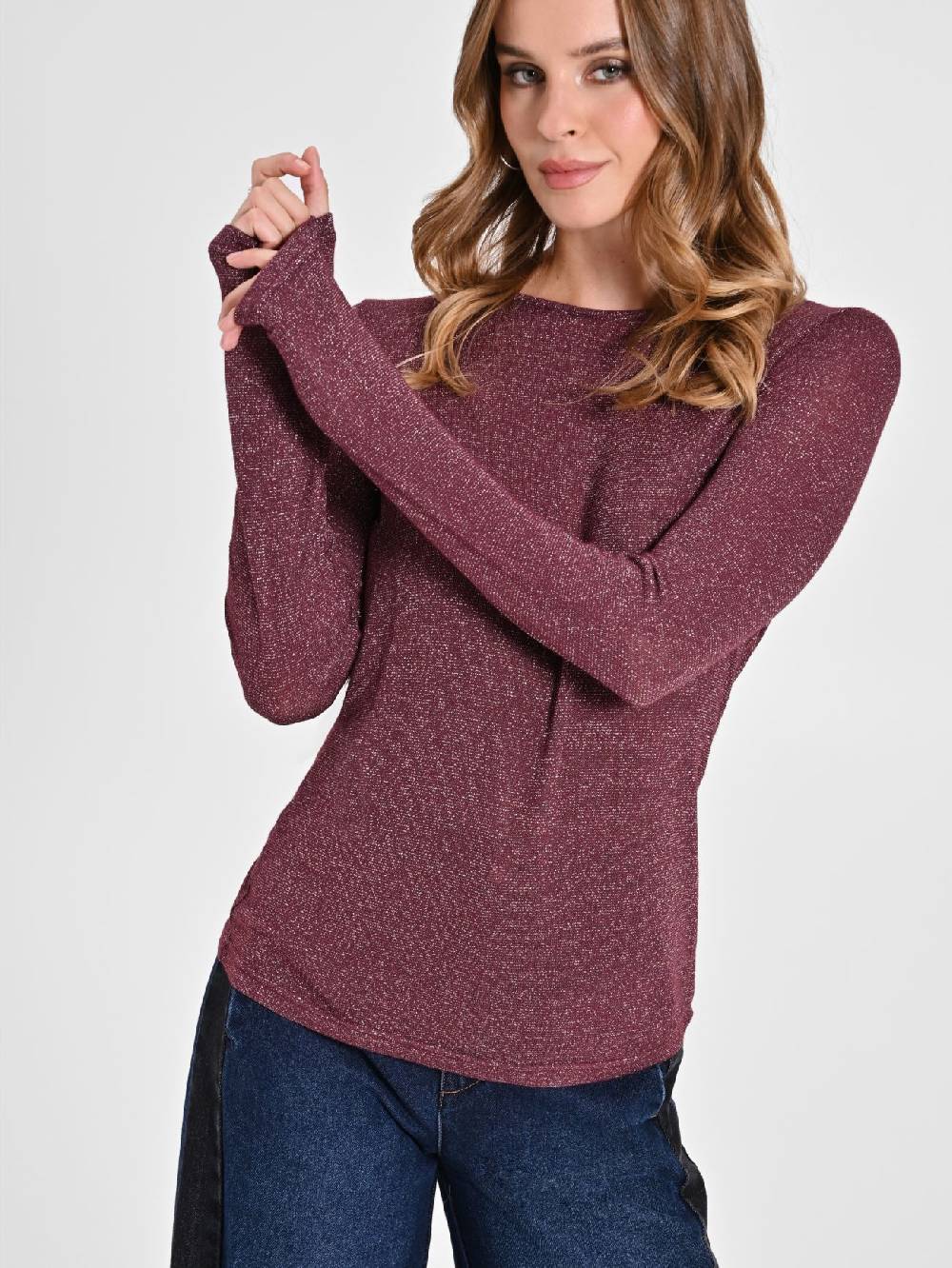 Rinascimento Maglia in Lurex Bordeaux