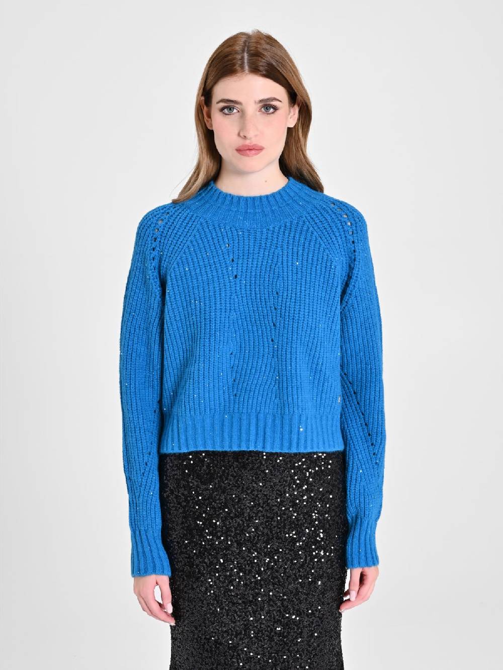 Rinascimento Maglia Paillettes Blu Oceano