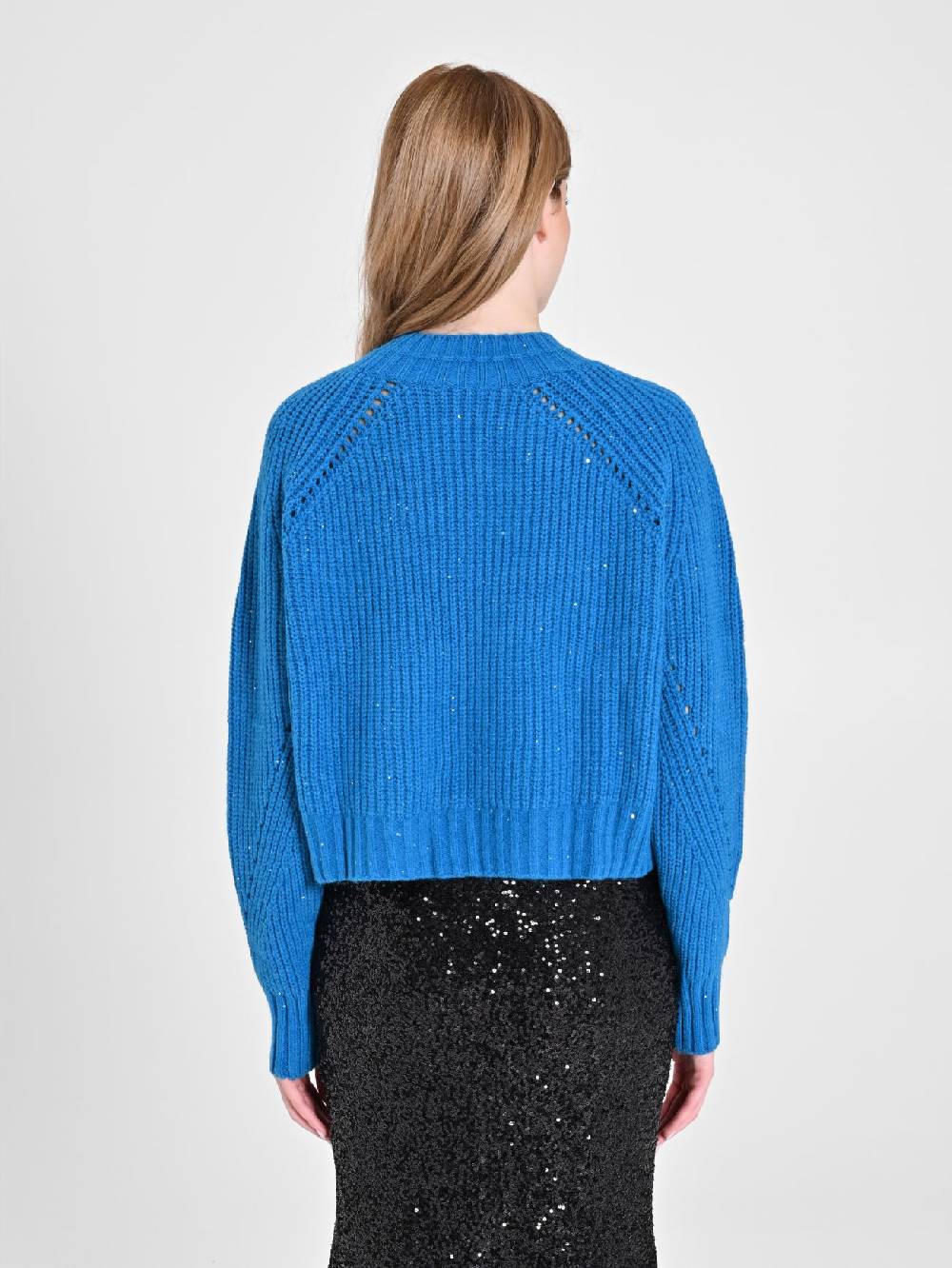 Rinascimento Maglia Paillettes Blu Oceano