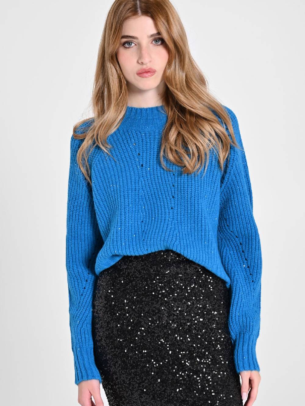 Rinascimento Maglia Paillettes Blu Oceano