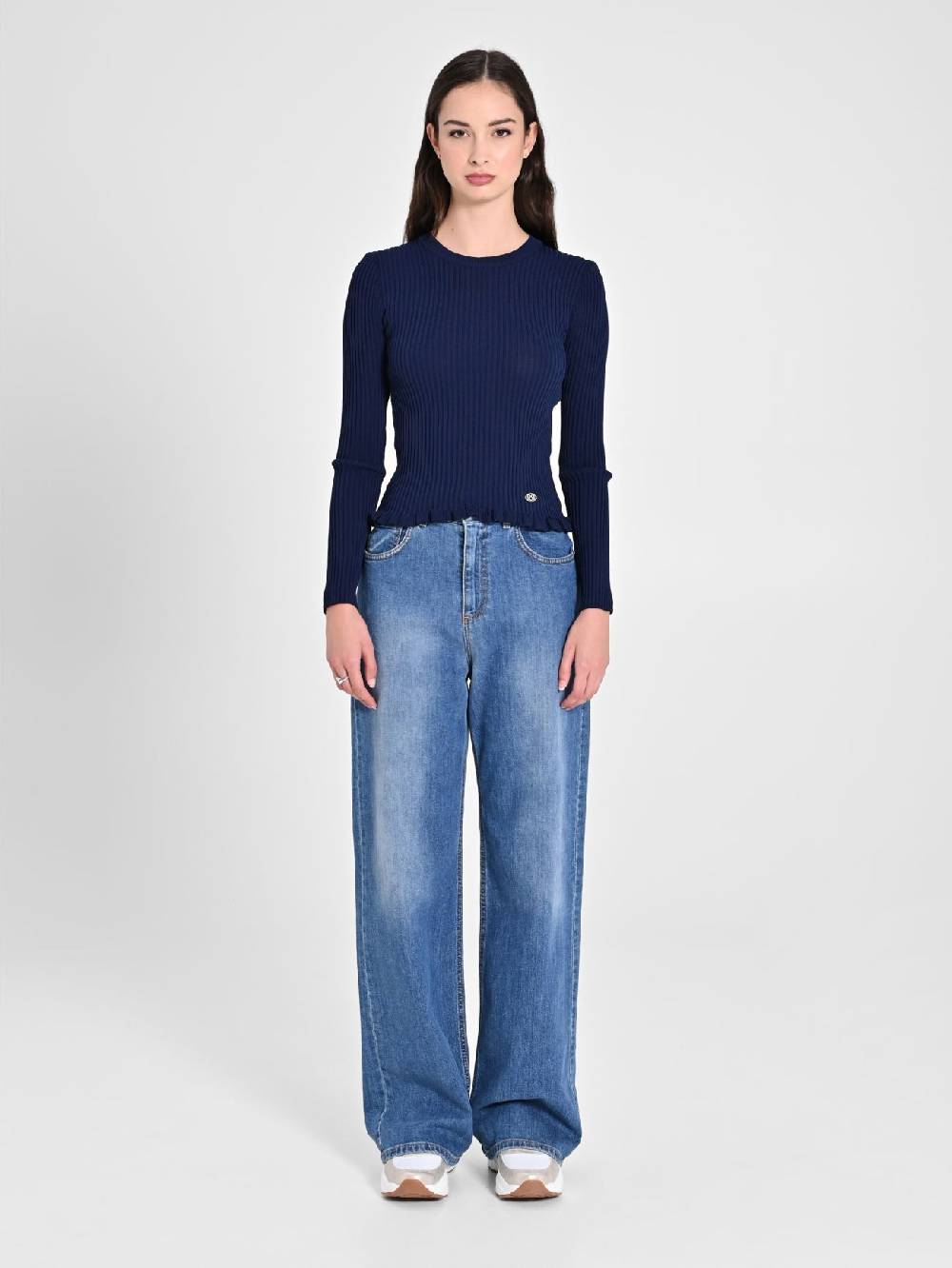 Rinascimento Maglioncino A Coste Blu