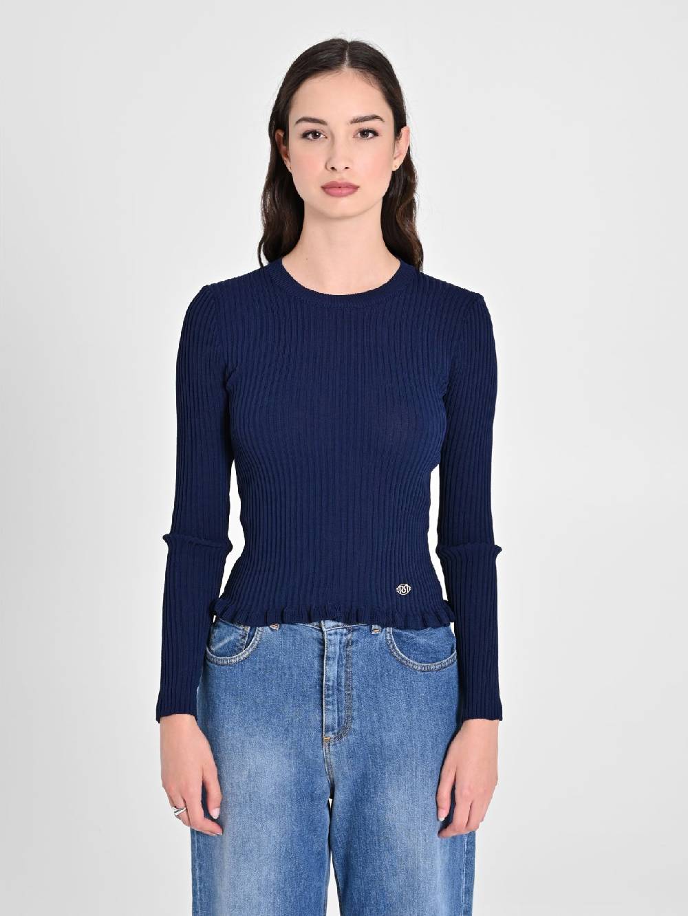 Rinascimento Maglioncino A Coste Blu