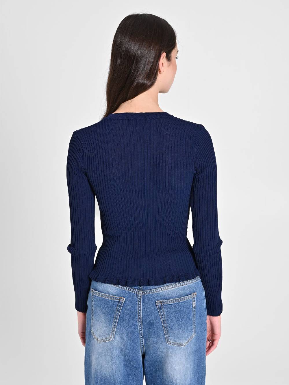 Rinascimento Maglioncino A Coste Blu