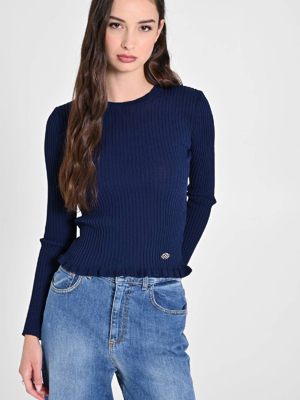 Rinascimento Maglioncino a Coste Blu