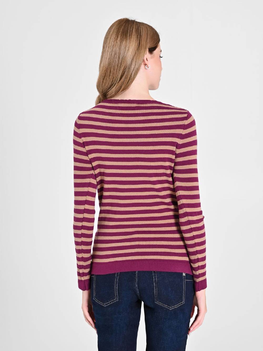 Rinascimento Maglioncino A Righe Beige & Bordeaux