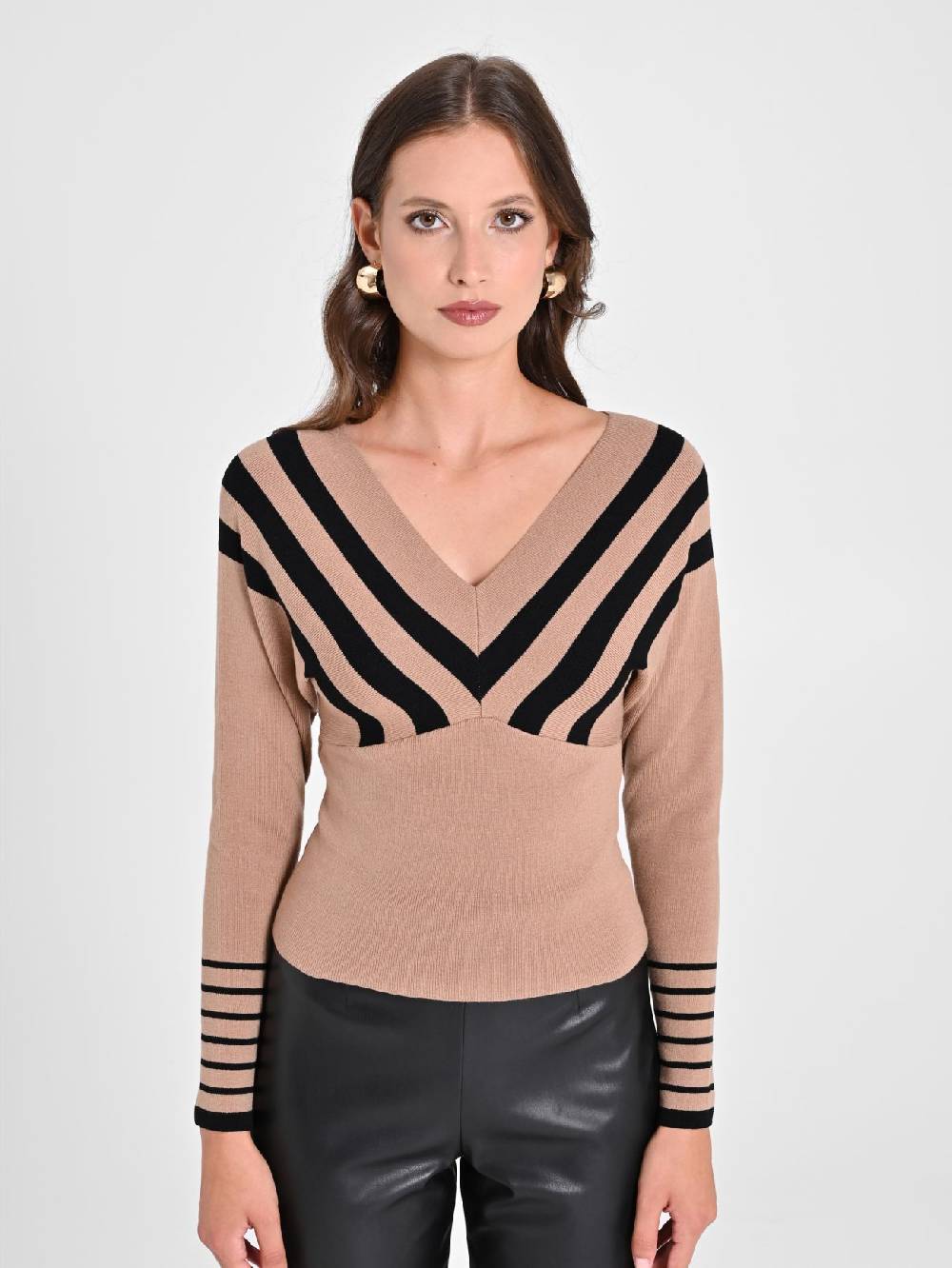 Rinascimento Maglioncino Beige A Righe Nere