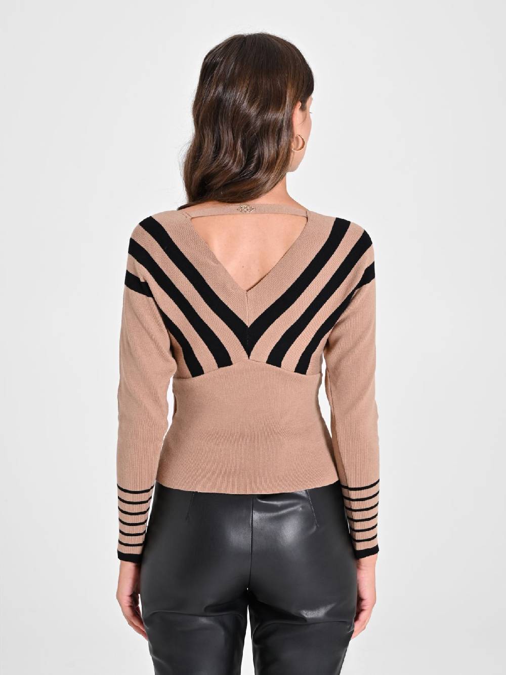 Rinascimento Maglioncino Beige A Righe Nere