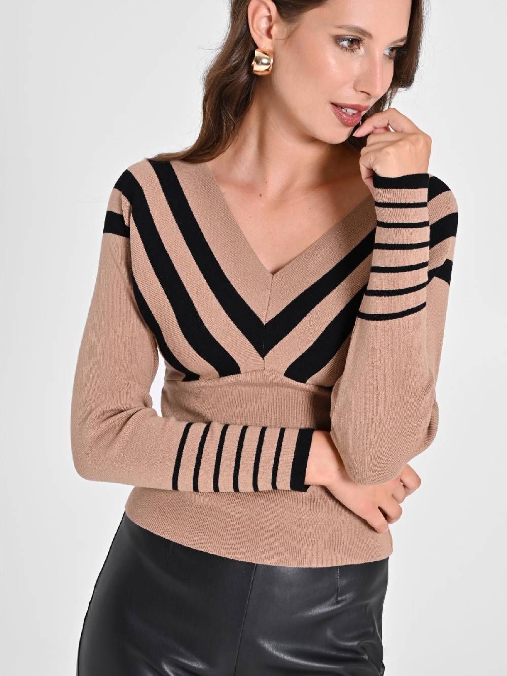 Rinascimento Maglioncino Beige a Righe Nere