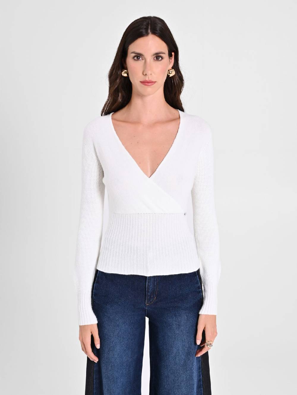 Rinascimento Maglioncino Bianco Con Incrocio