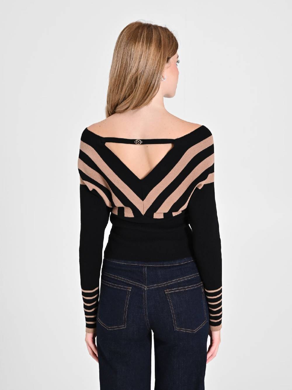 Rinascimento Maglioncino Nero A Righe Beige