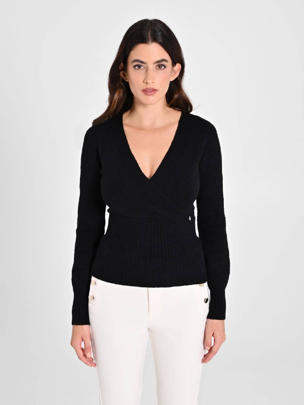 Rinascimento Maglioncino Nero Con Incrocio