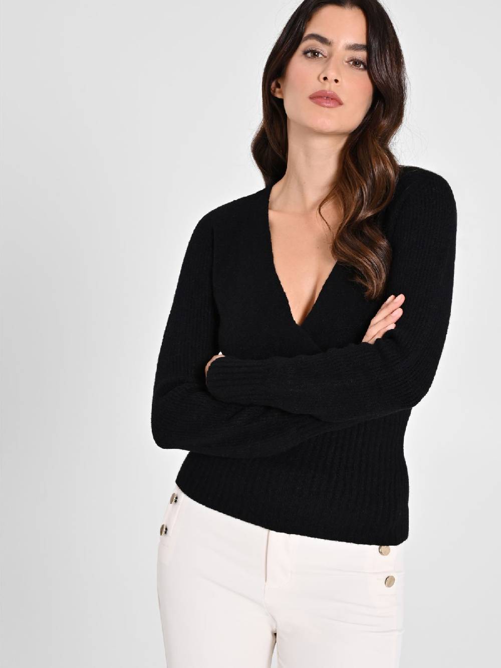 Rinascimento Maglioncino Nero con Incrocio