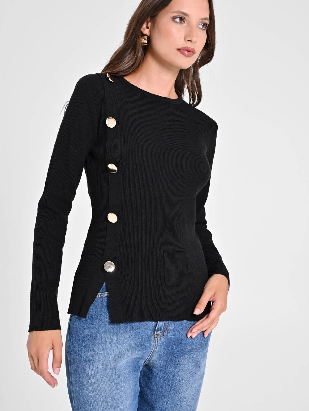 Rinascimento Maglioncino Nero Ecotec® con Bottoni