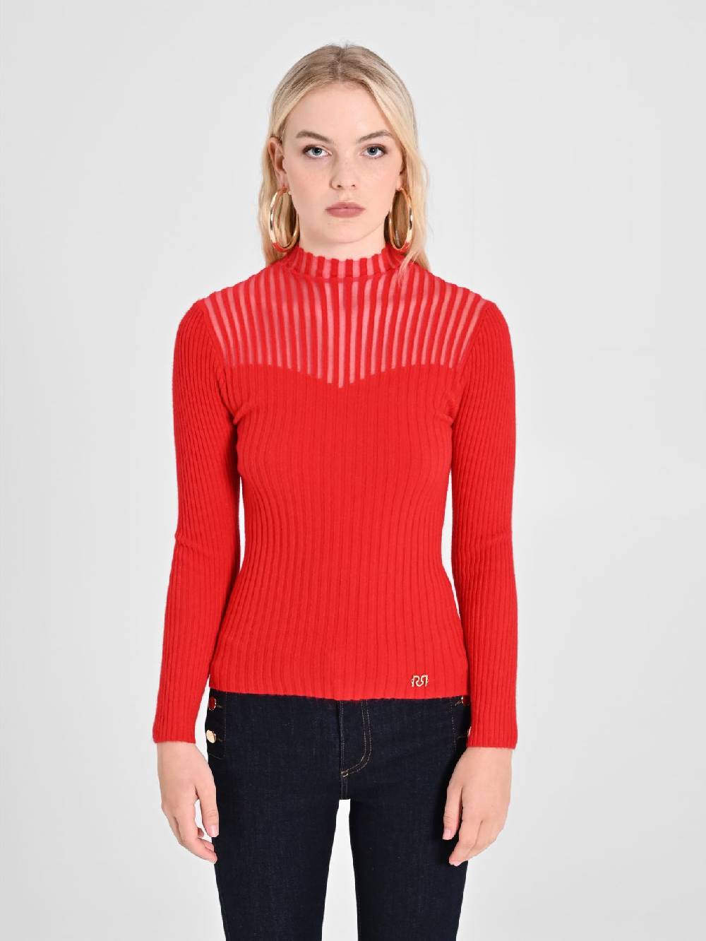 Rinascimento Maglioncino Scollo Cuore Rosso