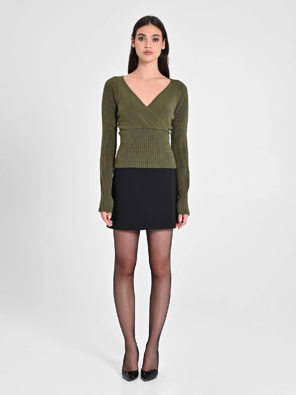 Rinascimento Maglioncino Verde Con Incrocio