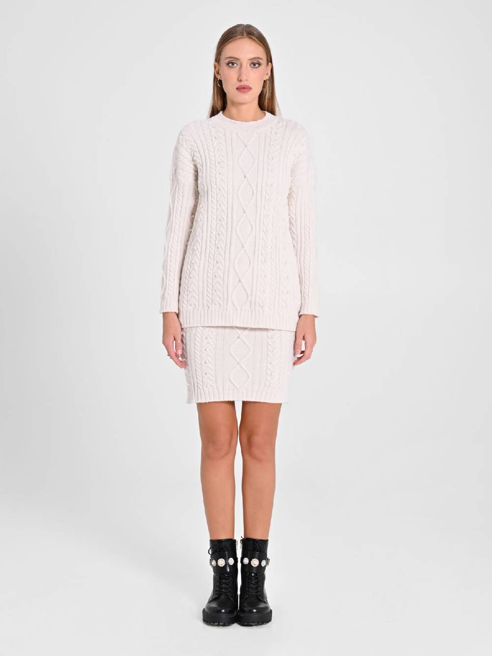 Rinascimento Maglione Bianco Con Perle