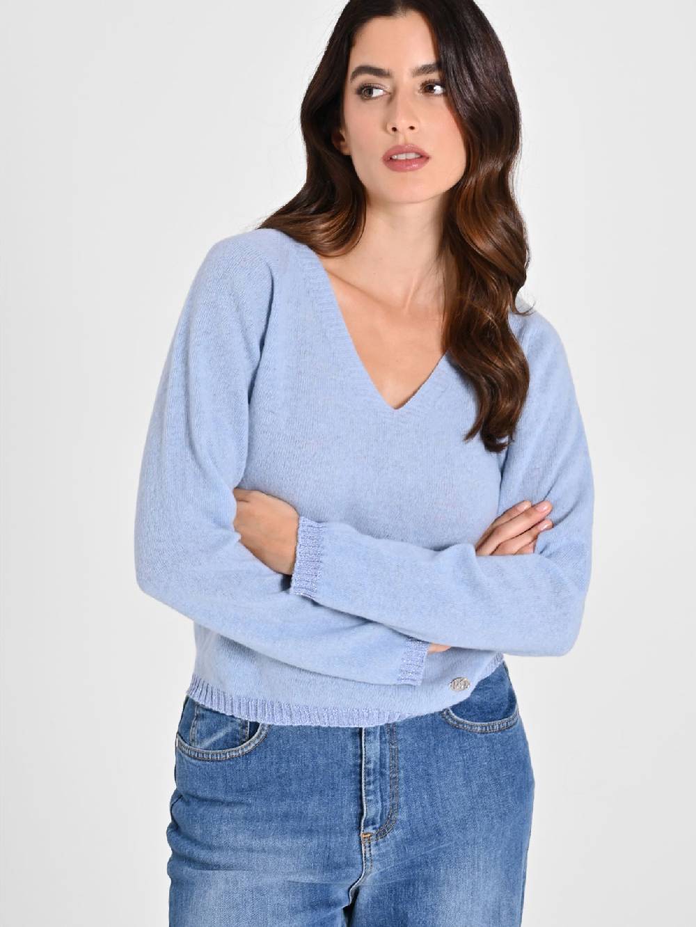 Rinascimento Maglione Lana Cashmere Azzurro