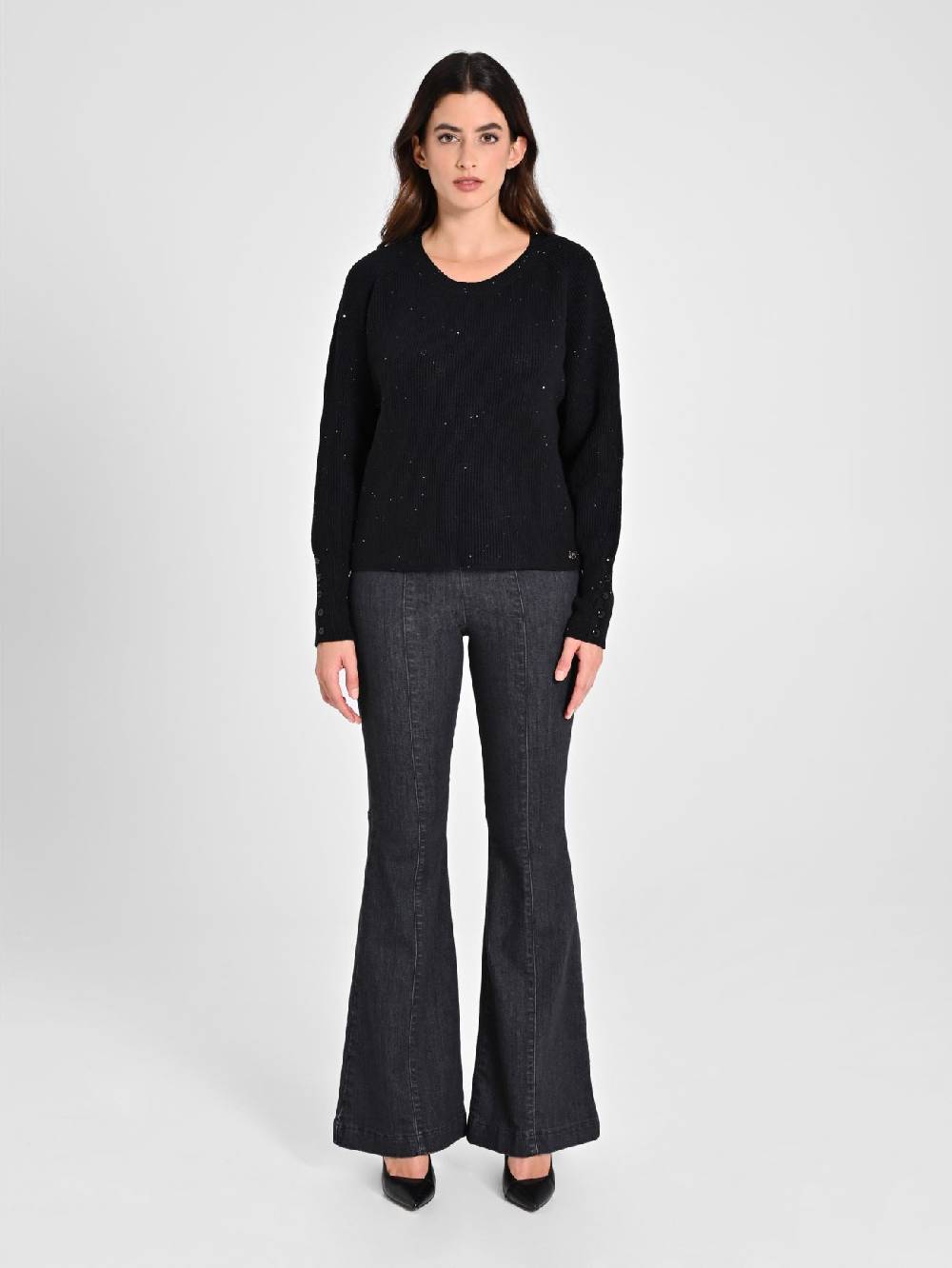 Rinascimento Maglione Nero Paillettes