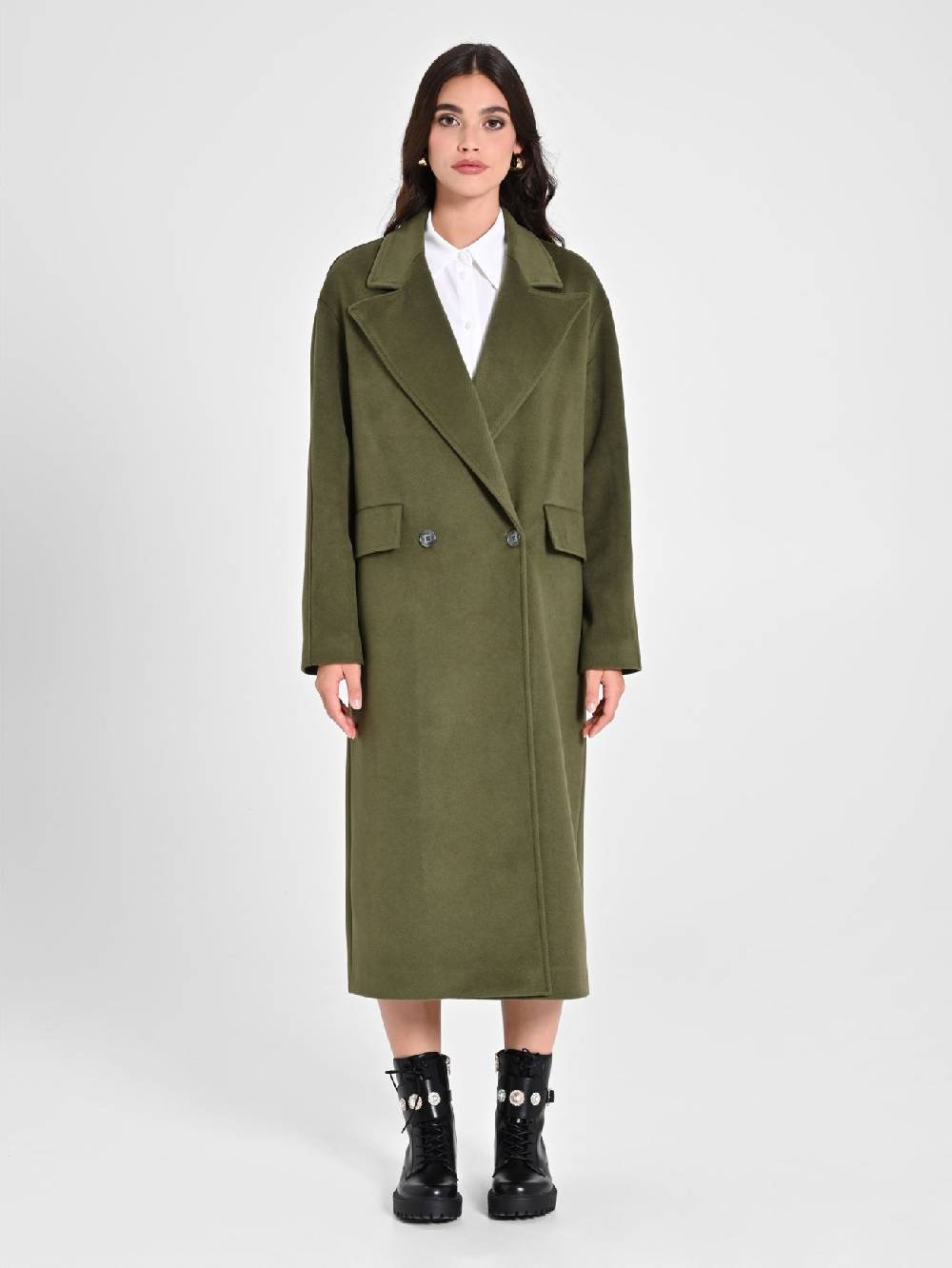 Rinascimento Maxi Cappotto Verde Militare