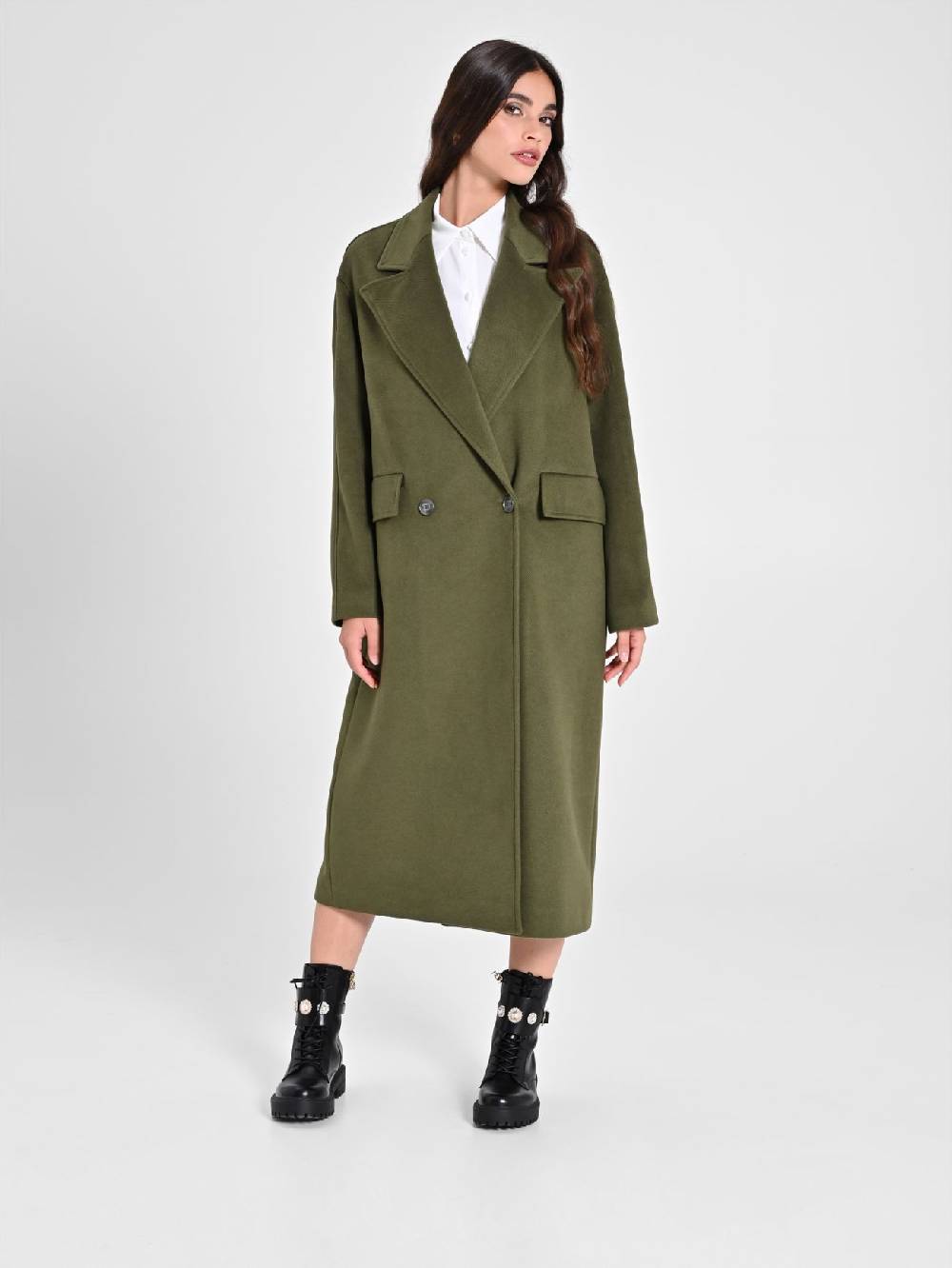 Rinascimento Maxi Cappotto Verde Militare