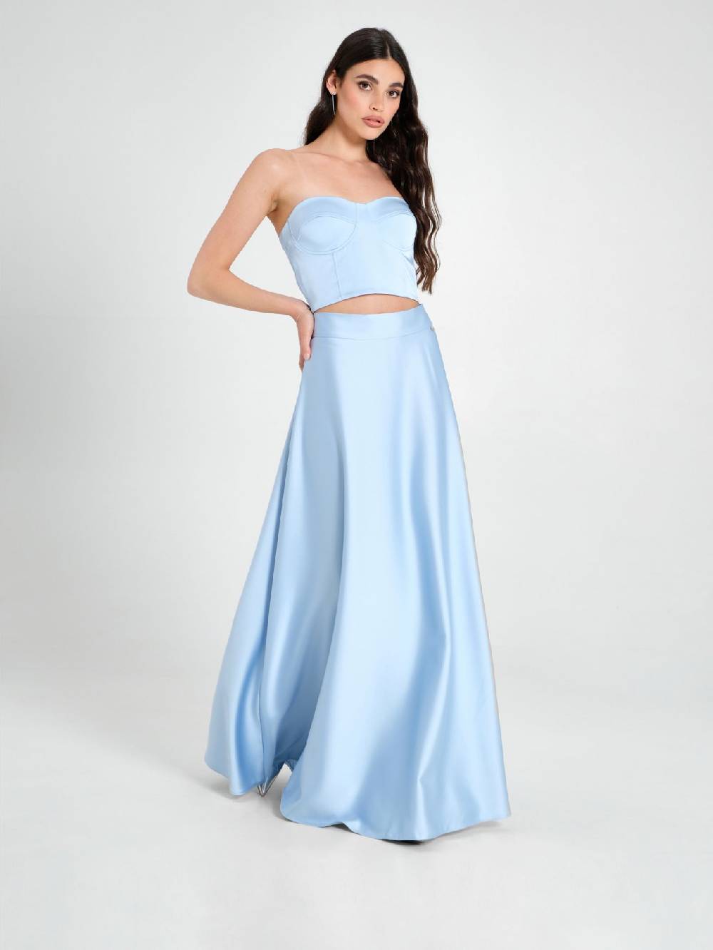 Rinascimento Maxi Gonna in Raso Strutturato