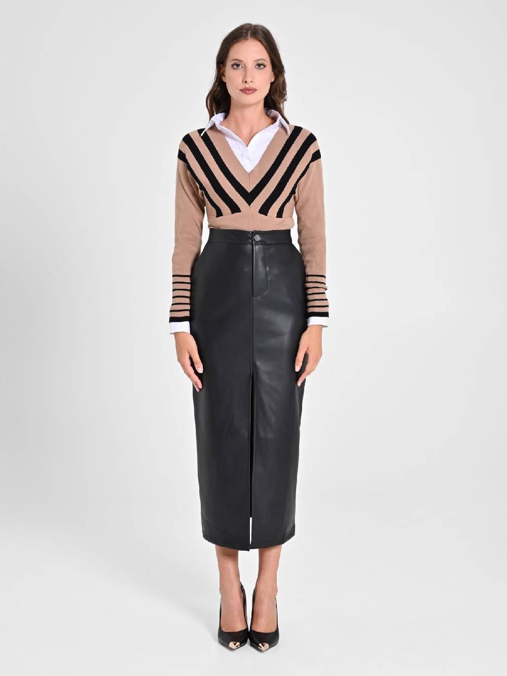 Rinascimento Maxi Gonna In Simil Pelle