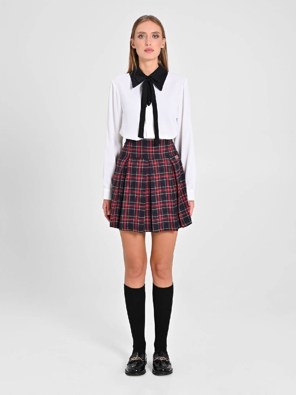 Rinascimento Minigonna In Tartan Blu