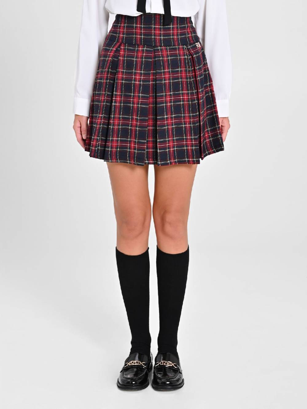 Rinascimento Minigonna In Tartan Blu