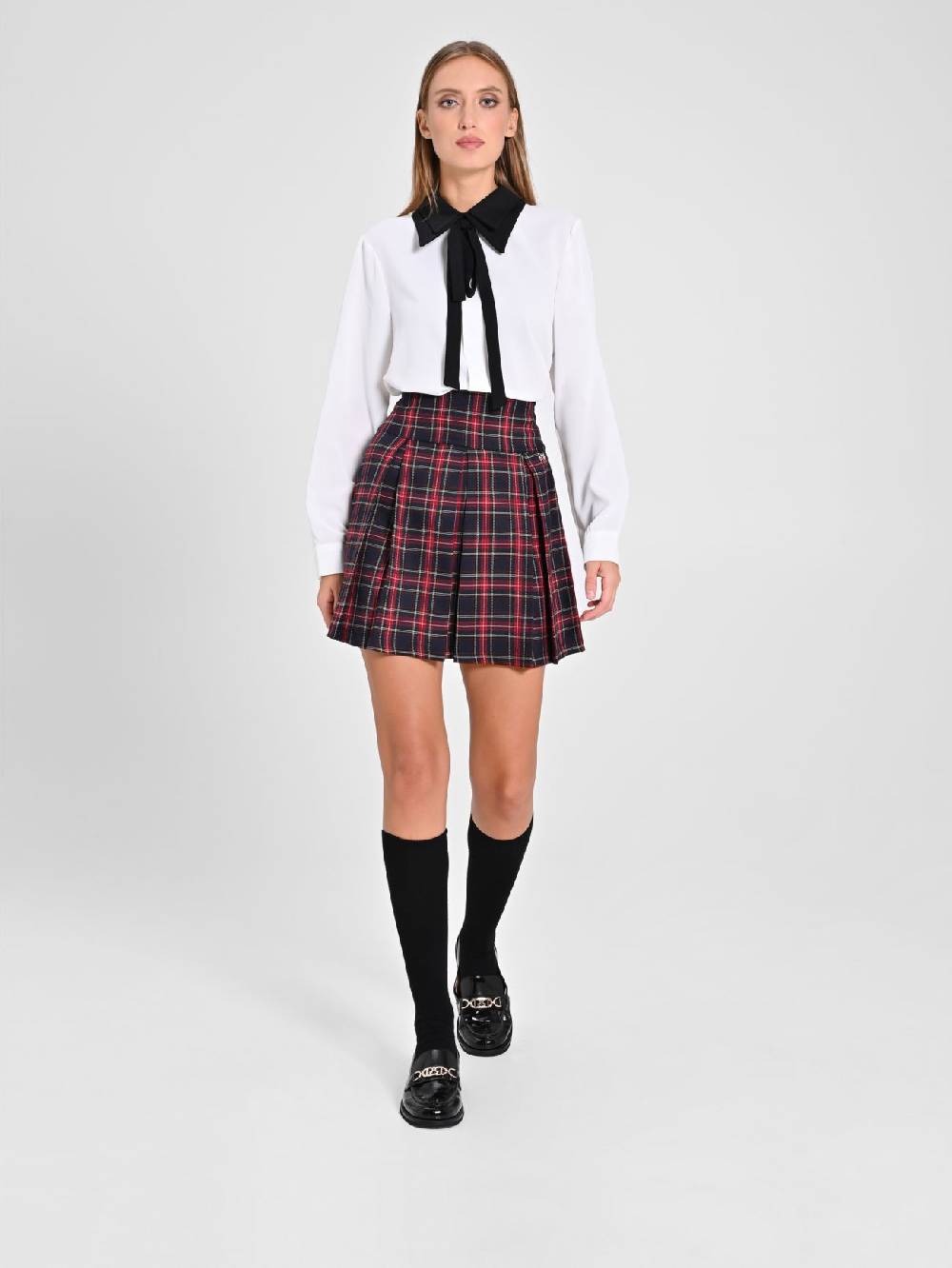 Rinascimento Minigonna in Tartan Blu