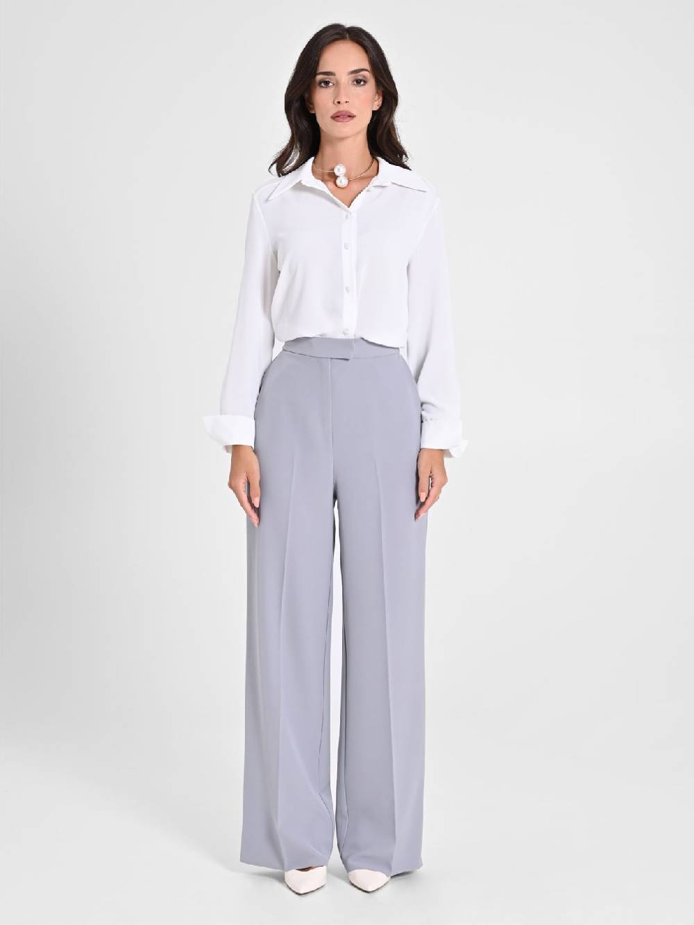 Rinascimento Pantalone Palazzo Grigio In Crepe