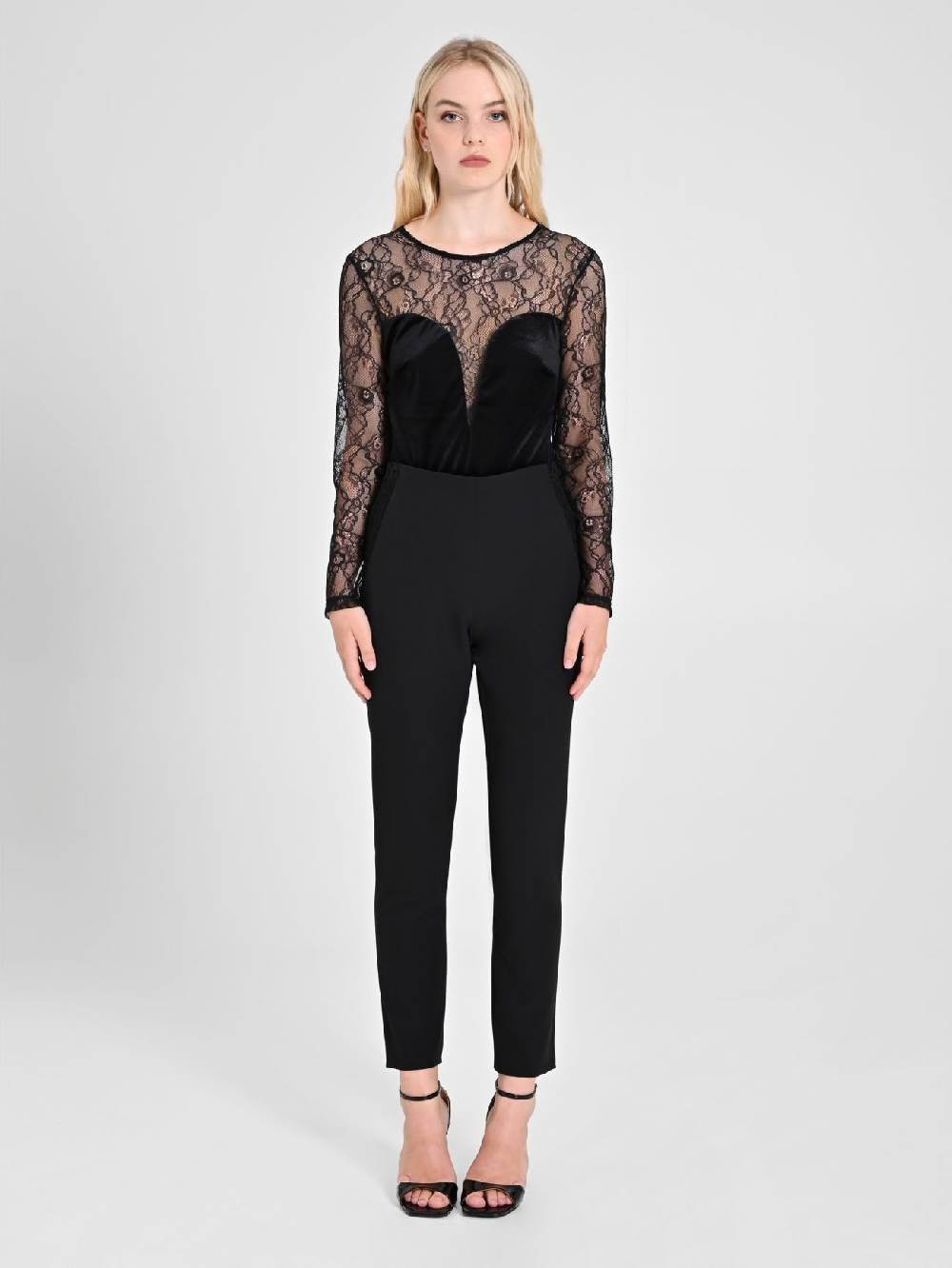 Rinascimento Pantaloni Con Inserto Pizzo & Velluto