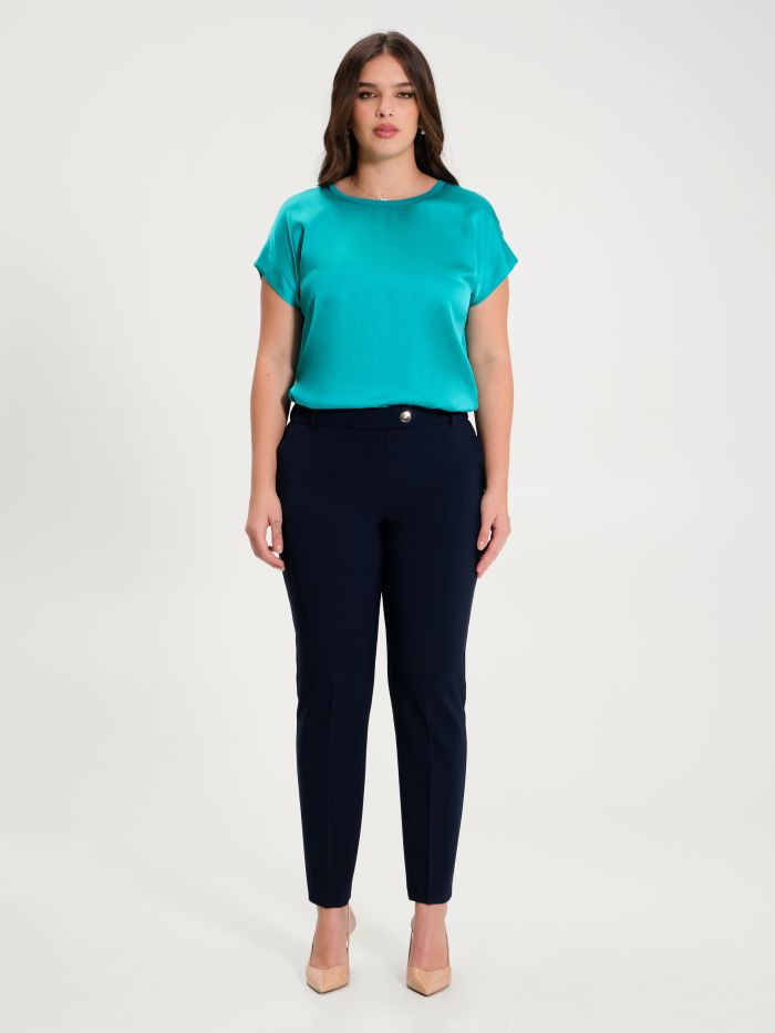 Rinascimento Pantaloni Curvy Blu Navy