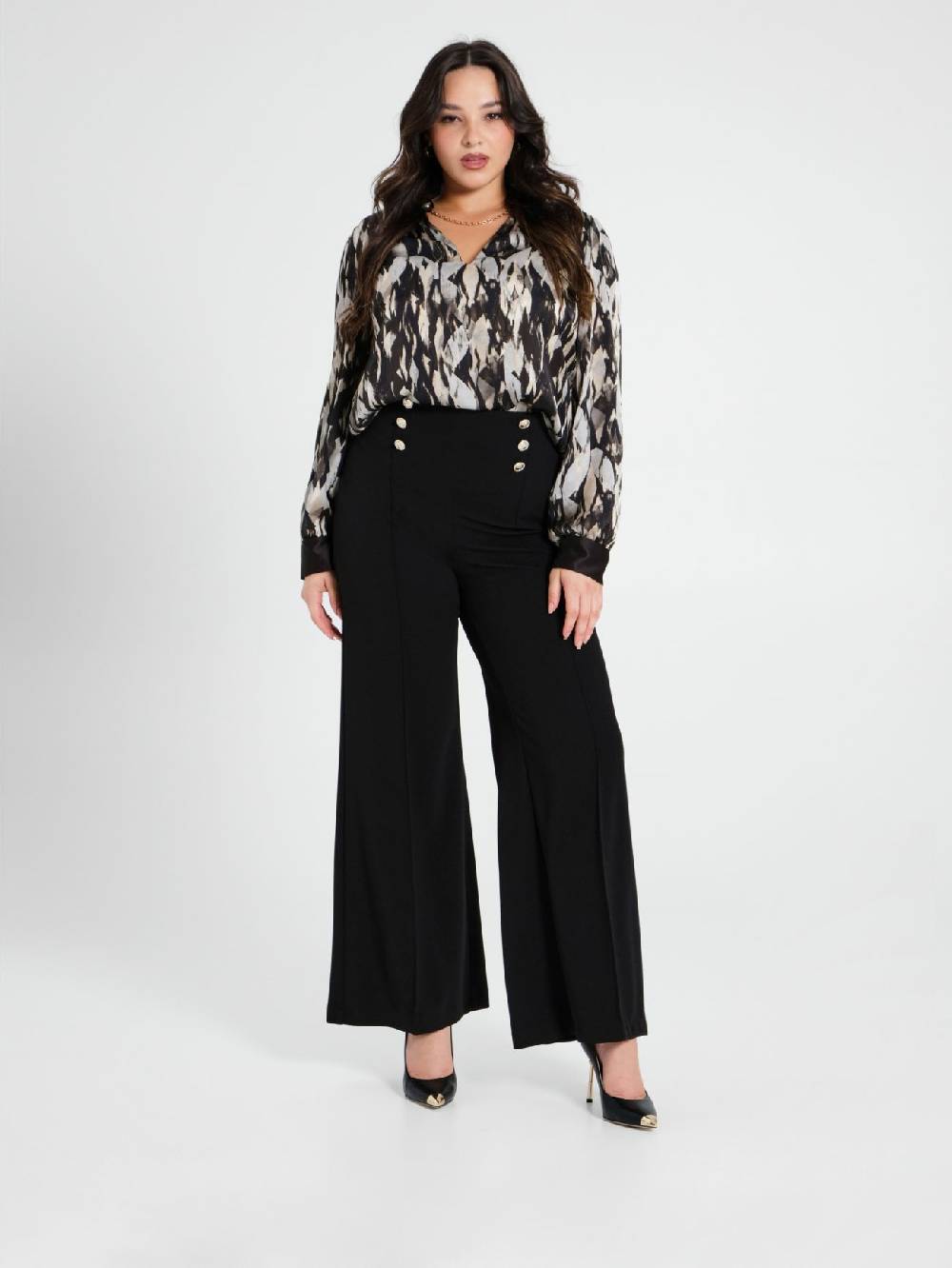 Rinascimento Pantaloni Curvy con Bottoni Dorati